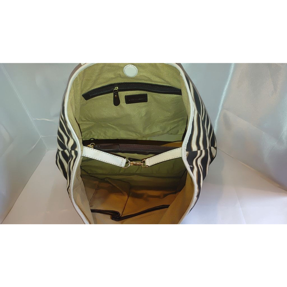 Antonio Melani Zebra Striped Canvas Tote w. Leather Trim - Picture 9 of 13
